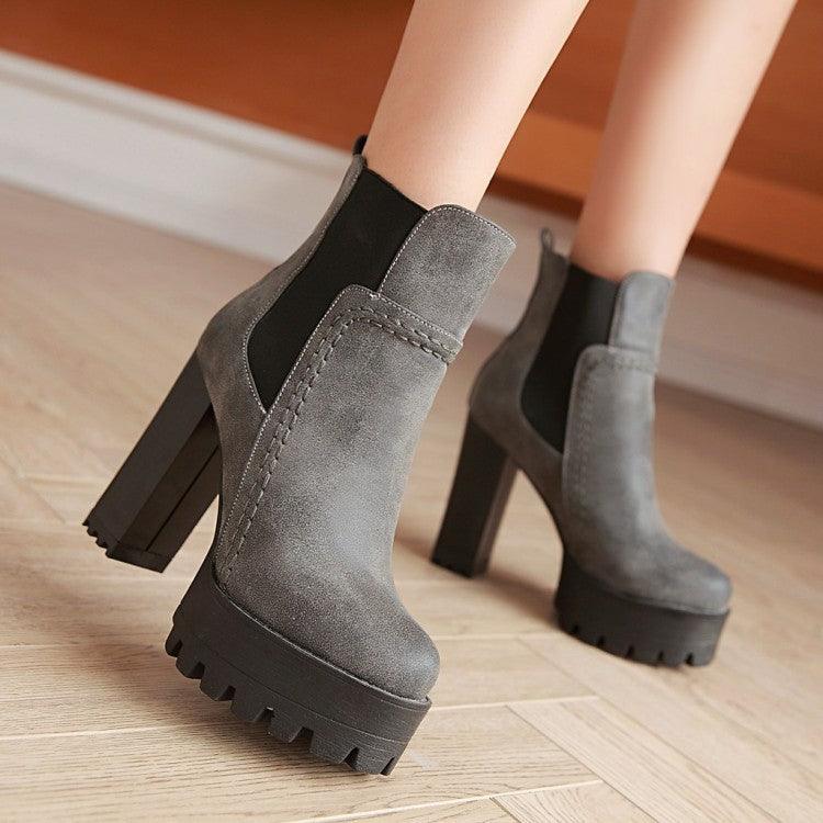 Mid boots high heel platform Martin boots - Trendha