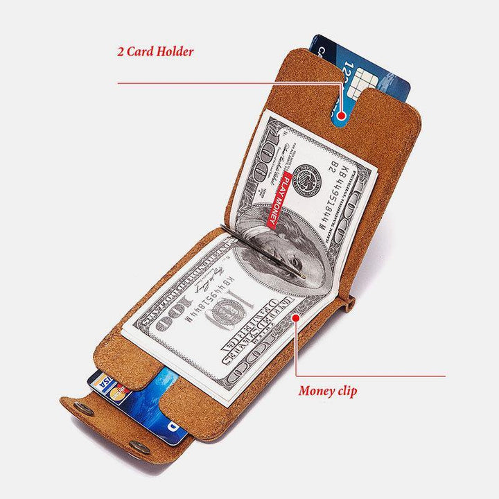 Men Genuine Leather Hasp Vintage Multifunction Card Holder Money Clips Wallet Purse - Trendha