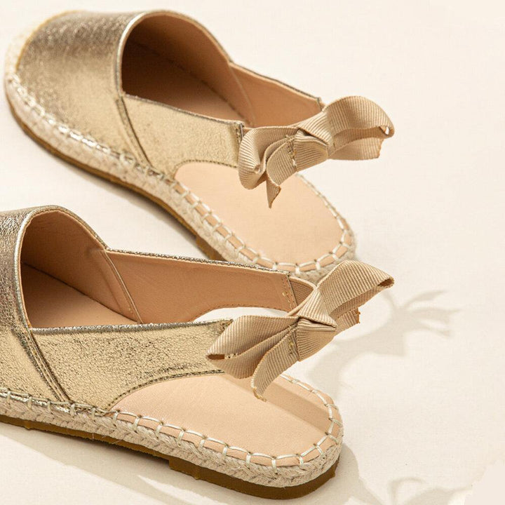 Women Casual Closed Toe Metallic Comfortable Espadrilles Flat Sandals - Trendha