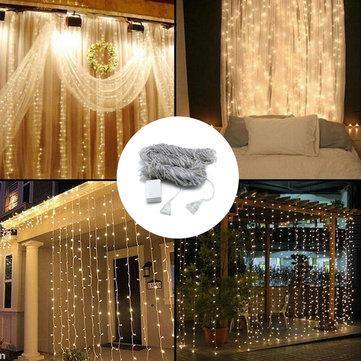 3M*3M 320 LED Waterfall Curtain String Holiday Light for Wedding Valentine's Day AC110V - Trendha