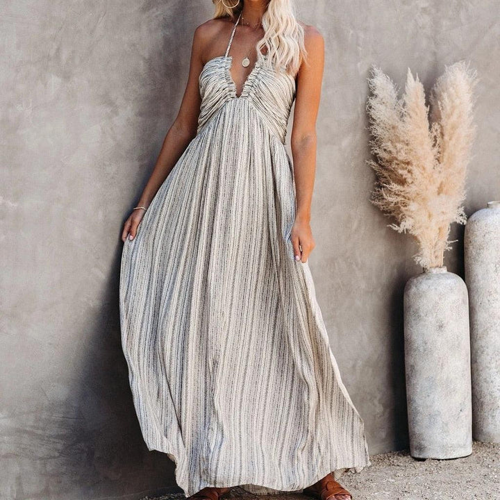 New style sling wrapped chest long dress - Trendha