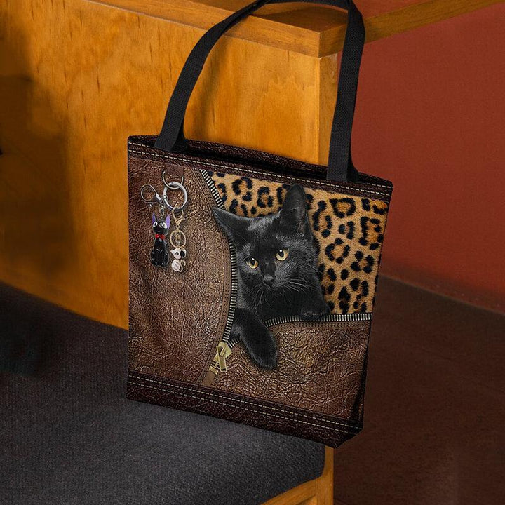 Women Felt Cute 3D Three-dimensional Cartoon Black Cat Pendant Pattern Shoulder Bag Handbag Tote - Trendha