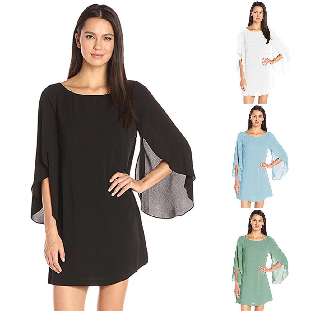 Off-the-shoulder back chiffon casual dress - Trendha