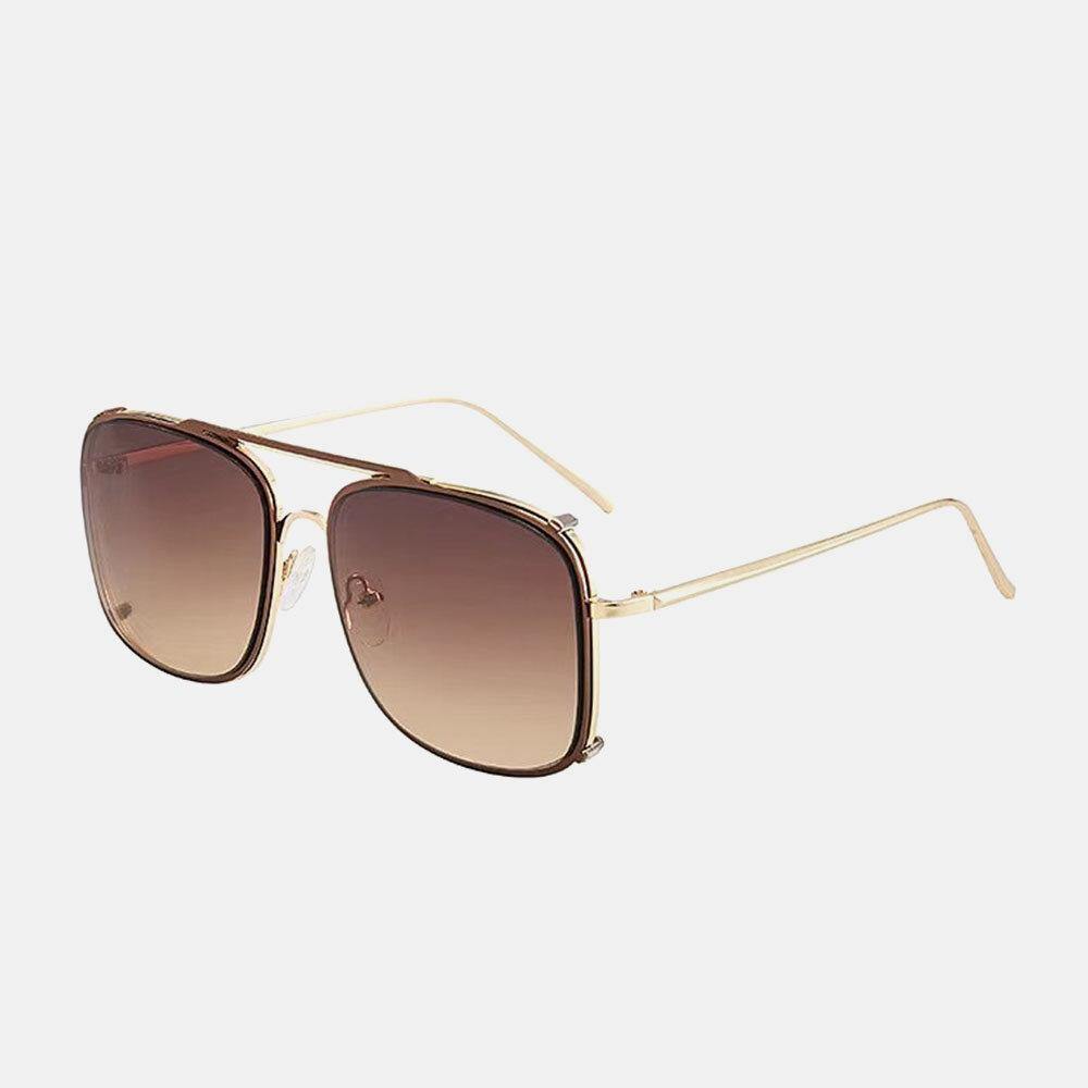 Unisex Gradient Big Frame Double Bridge UV Protection Fashion Sunglasses - Trendha