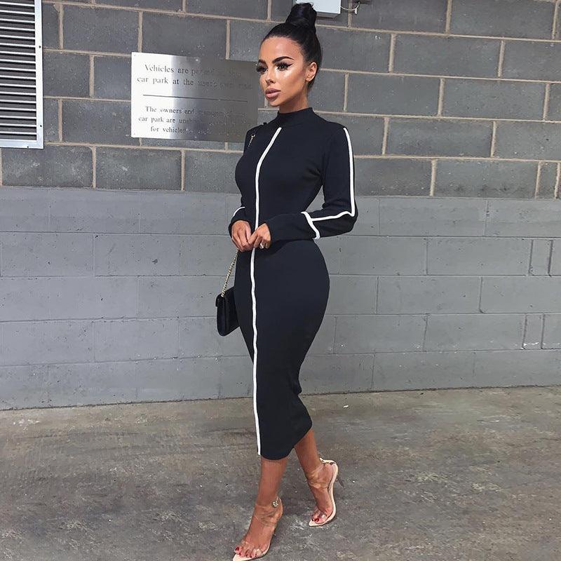 High neck long sleeve dress - Trendha