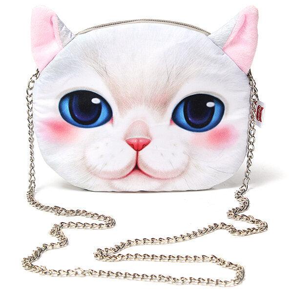 Women Cute Cartoon Cat Head Pattern Shoulder Bag Chain Cross Body Bag - Trendha