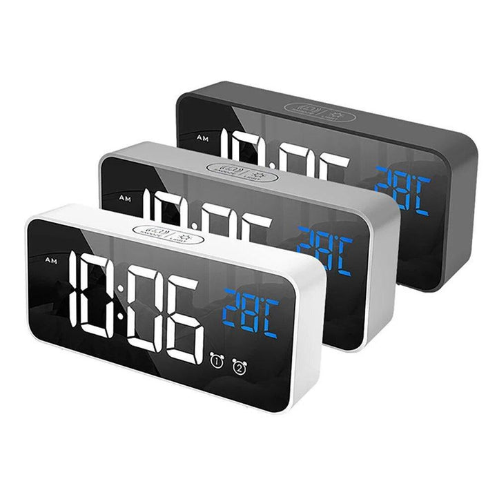 LED Music Alarm Clock Digital Snooze Function Temperature Display Table Home Mirror Decoration Clock - Trendha
