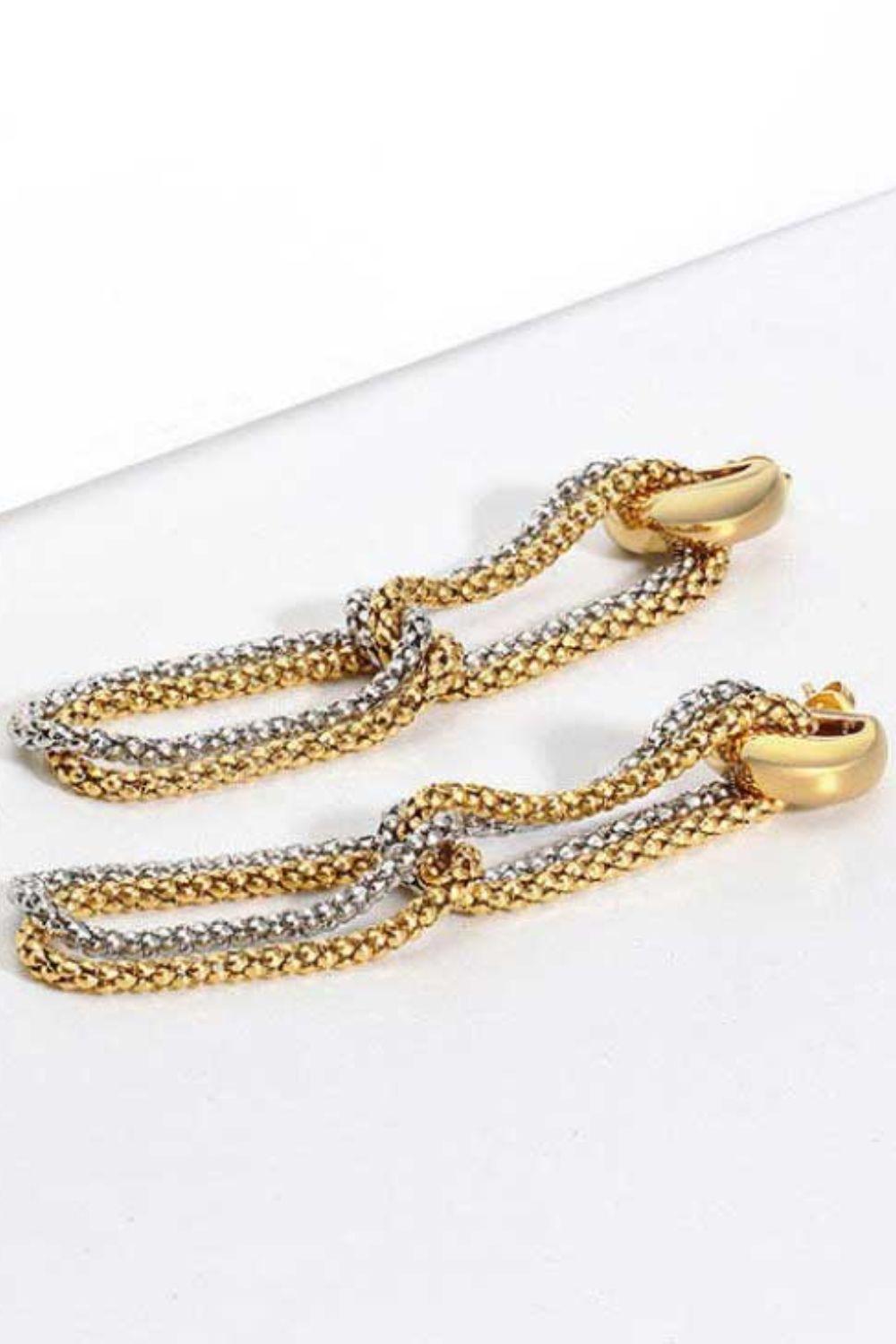 Gold-Plated D-Shaped Drop Earrings - Trendha