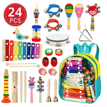 24PCS Wooden Kids Musical Instruments Baby Toddlers Early Education Set Rattles Toys - Trendha