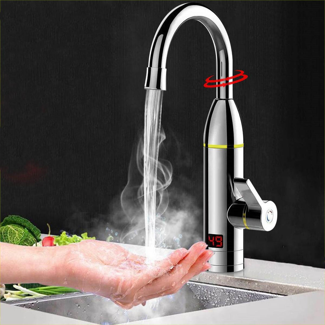 220V 3kW Instant Electric Hot Faucet Fast Water Heater Bathroom Kitchen Tap LED Display - Trendha