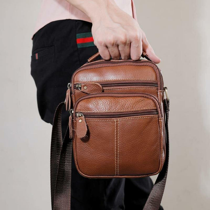 Men Genuine Leather Multi-pocket Vintage 6.3 Inch Phone Bag Crossbody Bags Shoulder Bag Handbag - Trendha