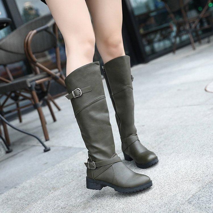 New Women's Boots With Low HeeAnd round head side - Trendha