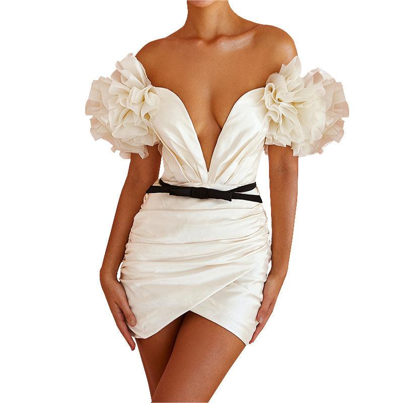 Zip black belt bag hip dress - Trendha