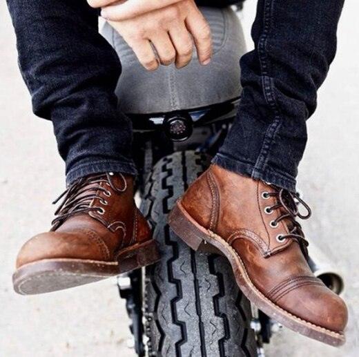Front strap round toe motorcycle boots - Trendha