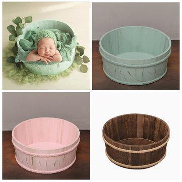 Newborn Wooden Photography Props Round Basket Posing Studio Baby Photography Prop Posting Accesoriess - Trendha