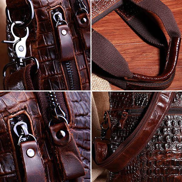 Men Genuine Leather Alligator Business Bag Handbag - Trendha