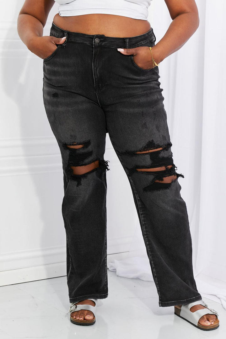 RISEN Full Size Lois Distressed Loose Fit Jeans - Trendha