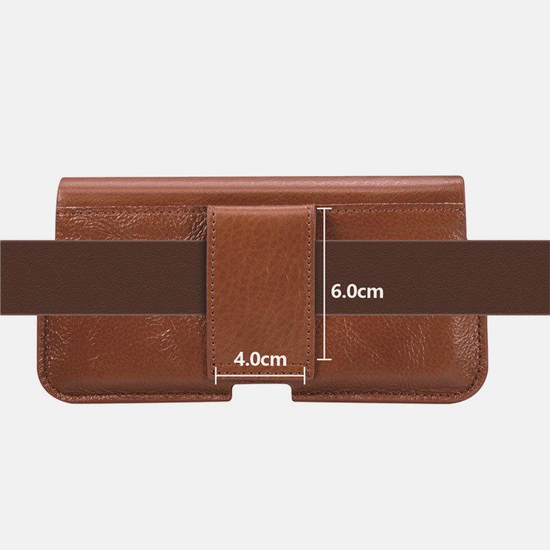 Men Multi-size Design Waist Bag Genuine Leather Large Capacity Belt Bag Phone Bag - Trendha
