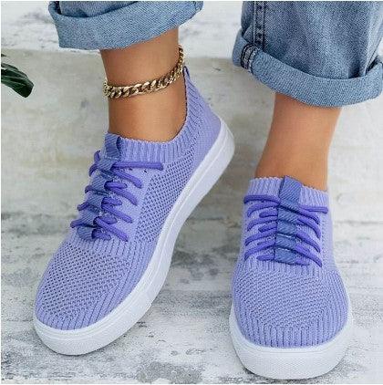 Candy-colored Flying Woven Flat Large Size Women's Casual Shoes - Trendha