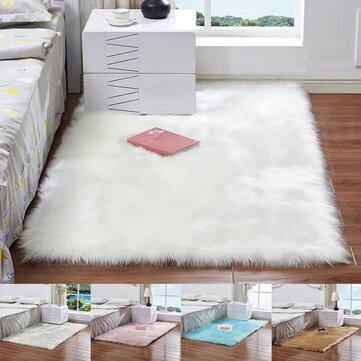 60X180cm Artificial Fur White Carpet Anti-slip Floor Mats Soft Fluffy Rugs For Living Room Chair Cushion Sofa - Trendha