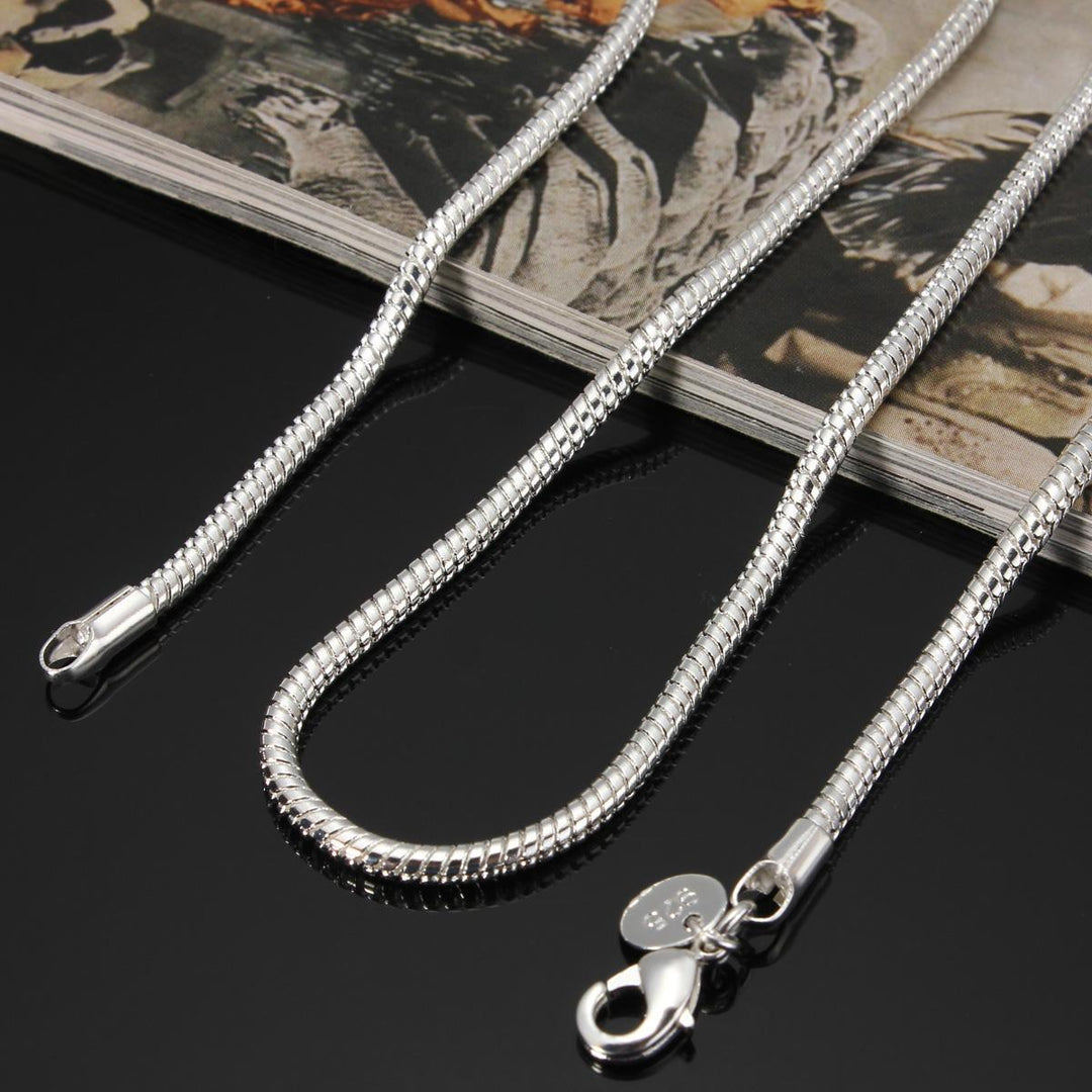 925 Silver Plated 3MM Simple Snake Unisex DIY Necklace Chain - Trendha