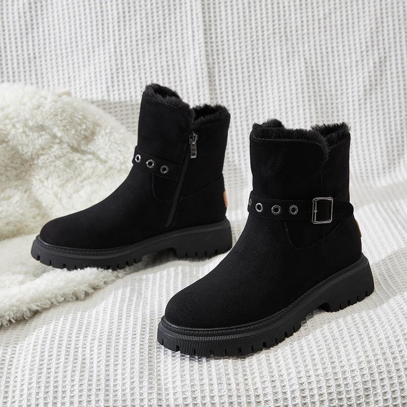 Snow Boots Women's Shoes Fur One In Winter Leather Cotton - Trendha