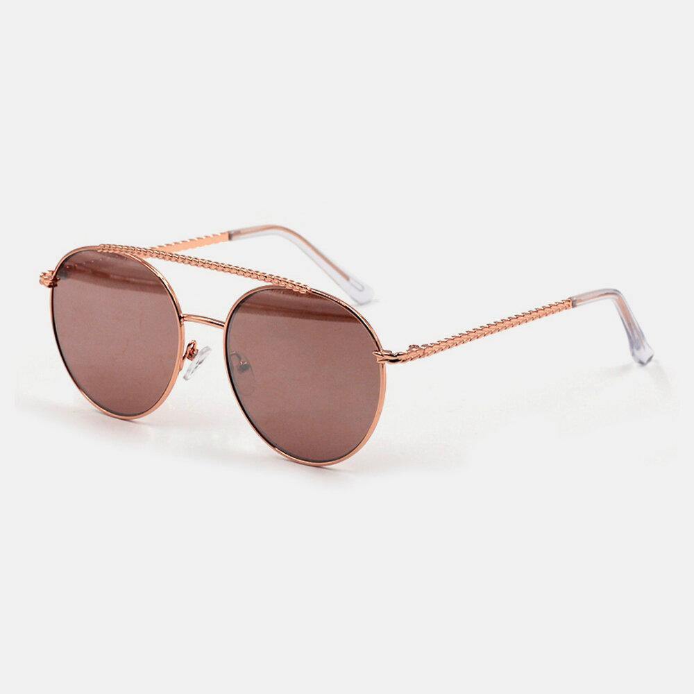 Unisex Positive Circle Metal Full Frame Fashion Casual UV Protection Sunglasses - Trendha