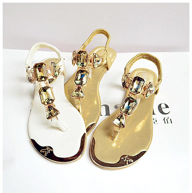 Crystal-Detail Elastic-Strap Sandals