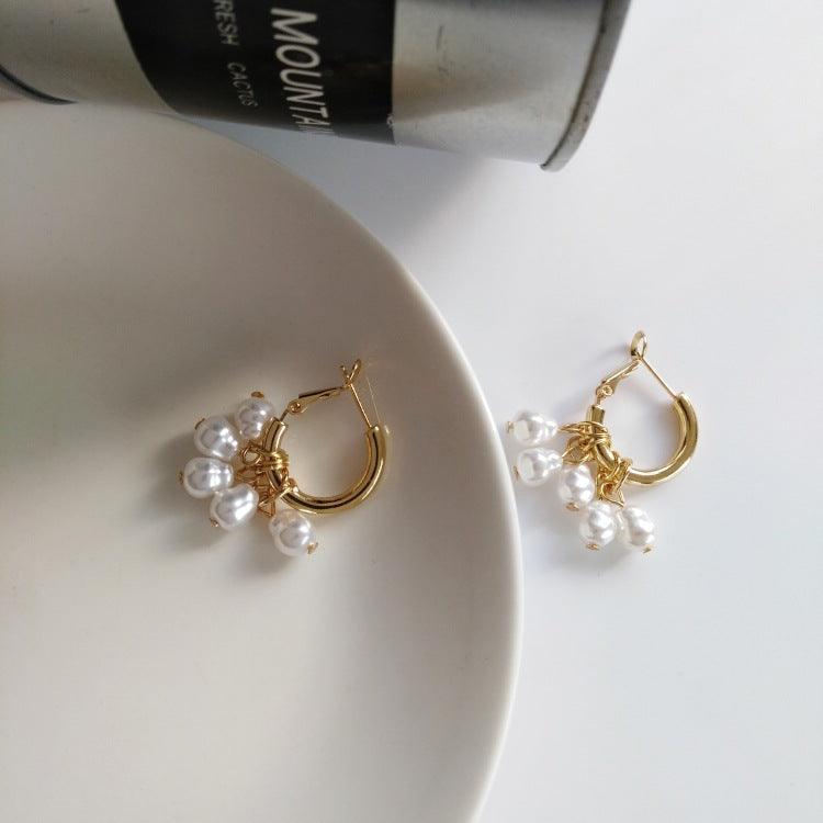 Pearl tassel earrings simple earrings - Trendha