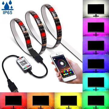 1M/3M/5M bluetooth APP 5050 RGB LED Strip Light Tape IP65 Waterproof USB Background Lamp 5V - Trendha