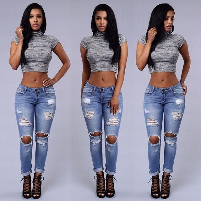 Skinny Ripped Jeans - Trendha