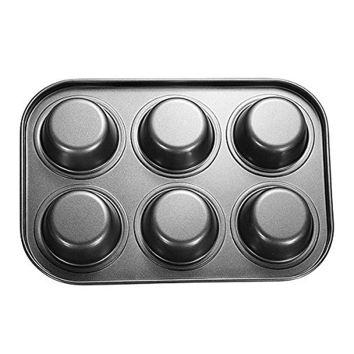 KC-OP01 6 Holes Stainles Steel Non-stick Muffin Cake Baking Oven Pan Cookie Tray Cup Cake Mold - Trendha