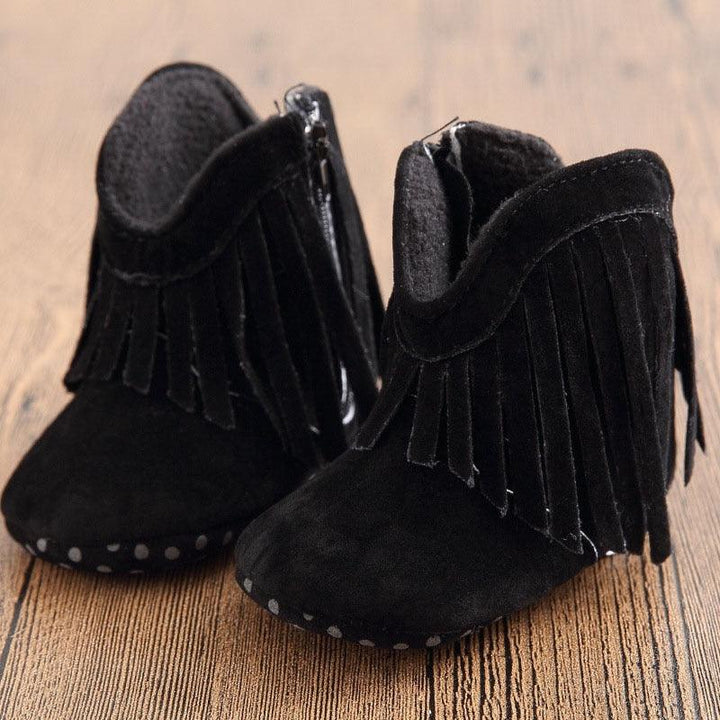 Baby Girl Soft Soled Suede Leather Booties - Trendha