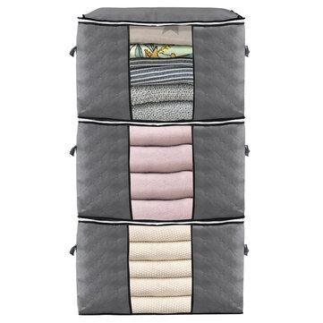 3 Pcs Clothes Storage Bag Zip Organizer Boxes Pillows Quilt Bedding Bag Luggage Bag - Trendha