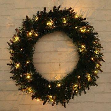 LED Light Christmas Wreath Tree Door Wall Hanging Party Garland Decorations - Trendha