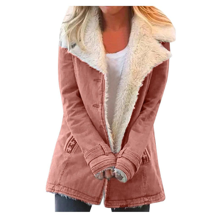 Women Plus Size Warm Coats Composite Plush Button Lapels Jacket Outwearcoat - Trendha