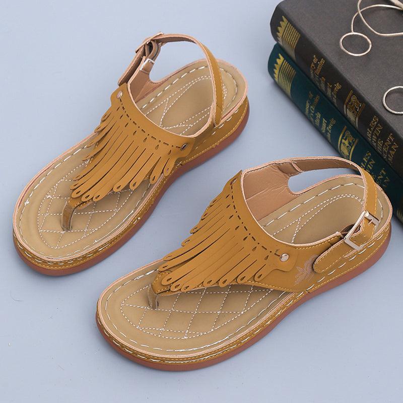 Women's Roman Cutout Thong Wedge Beach Sandals - Trendha