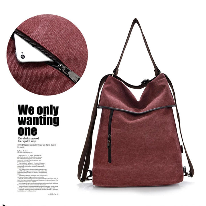 Women Canvas Casual Multifunctional Microfiber Leather Large Capacity Handbag Shoulder Bags Backpack - Trendha