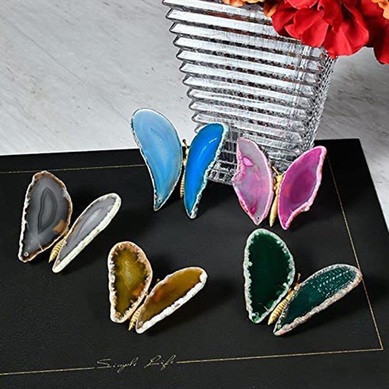 Natural Agate Butterfly Wings Light Luxury Mineral Ornament - Trendha
