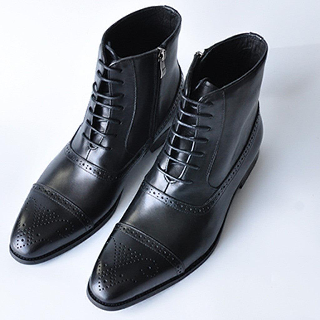 Carved Casual Plus Size High-Top Men's Leather Boots - Trendha