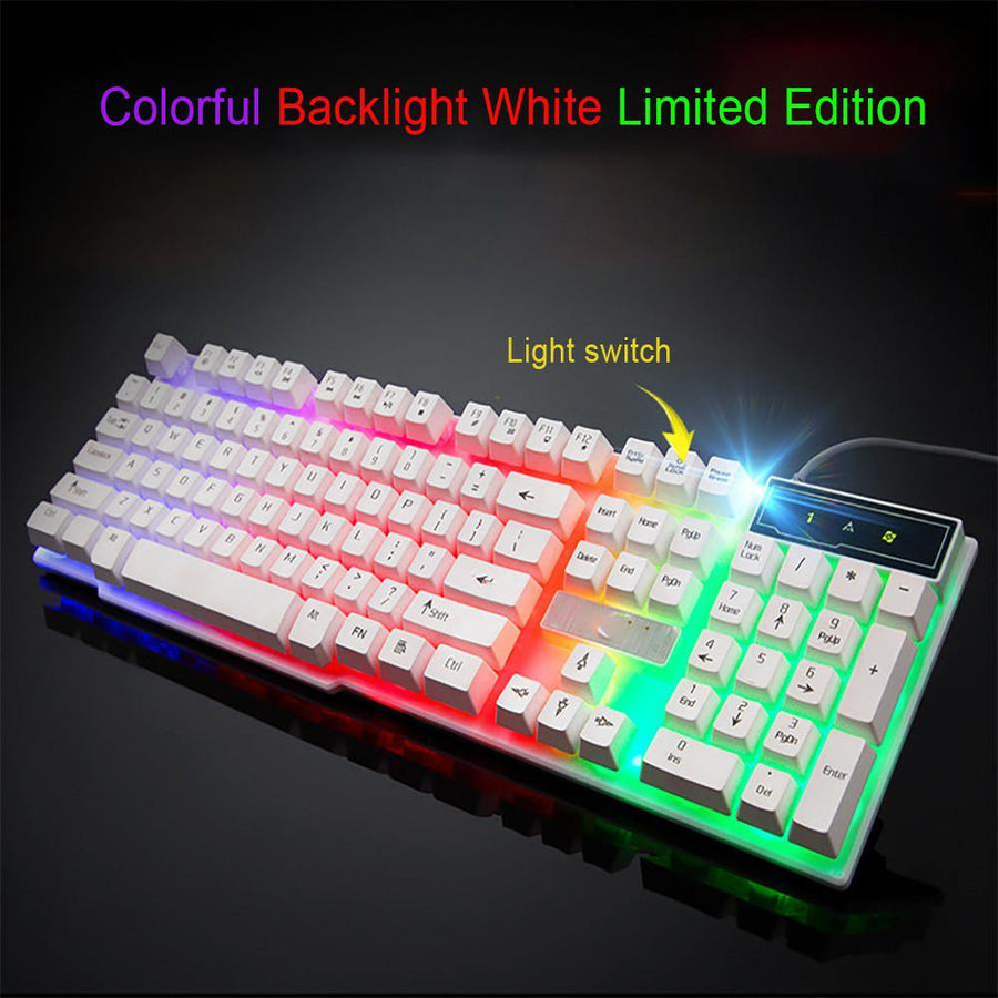 Colorful Crack LED Illuminated Backlit USB Wired PC Rainbow Gaming Keyboard - Trendha