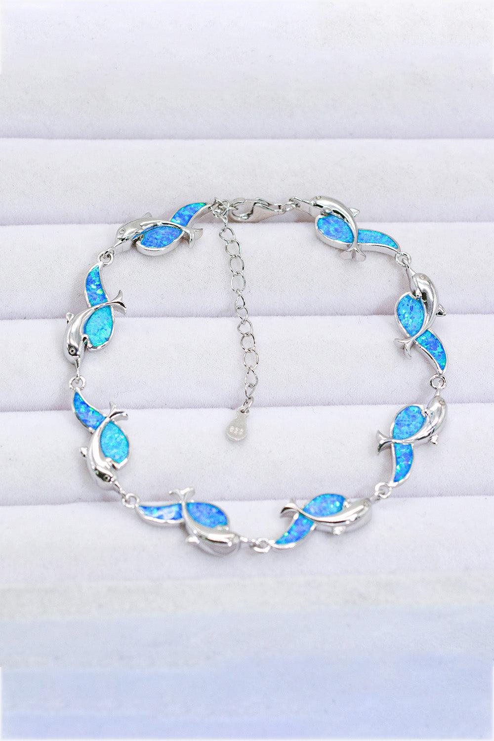 Opal Dolphin 925 Sterling Silver Bracelet - Trendha