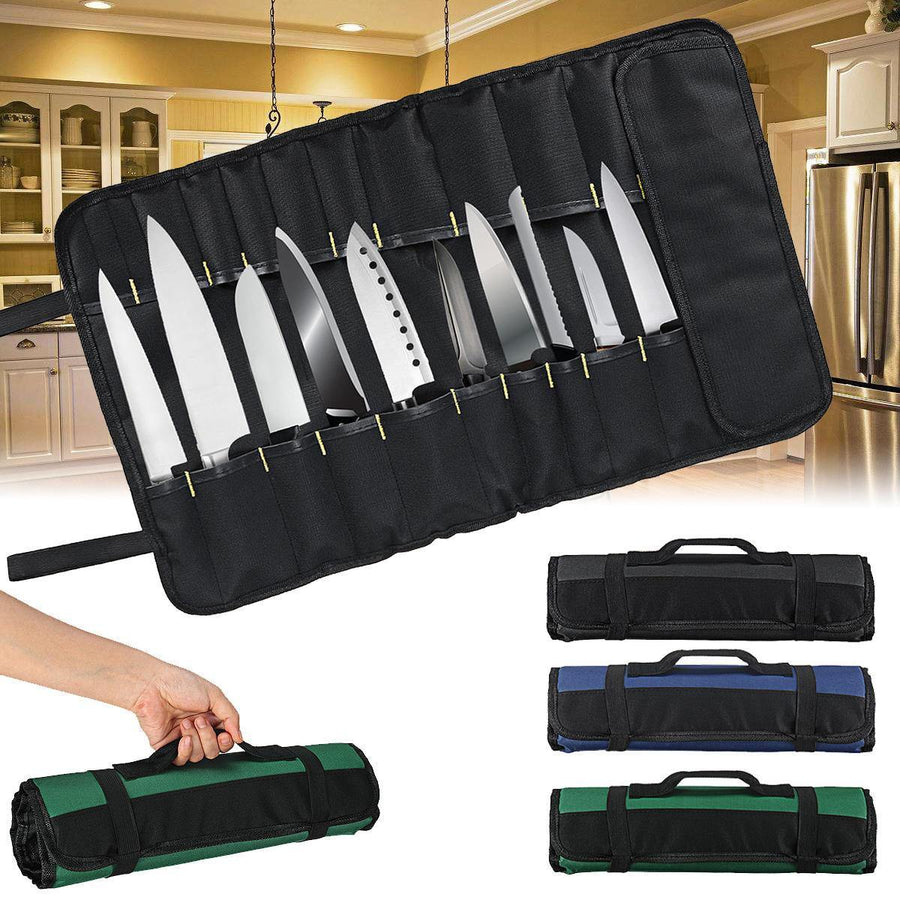 Oxford Cloth 22 Slots Pocket Chef Bag Roll Carry Case Portable Storage - Trendha