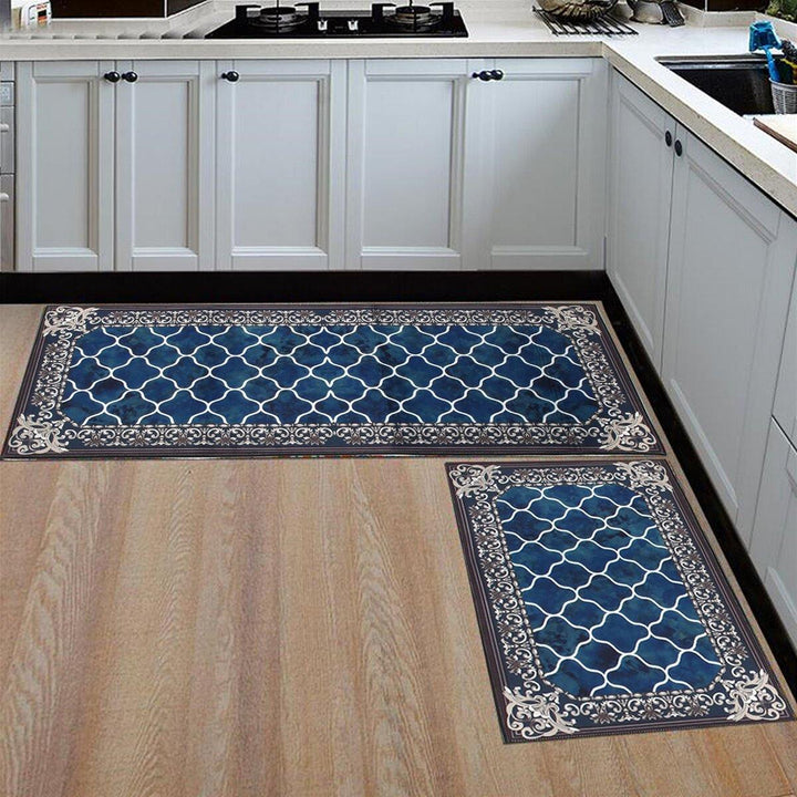 2pcs 47In Non-Slip Kitchen Mat Rubber Backing Doormat Runner Rug Set - Trendha