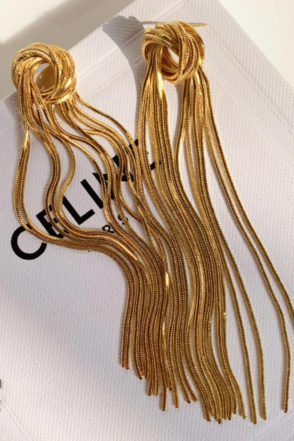 18K Gold Plated Fringe Earrings - Trendha