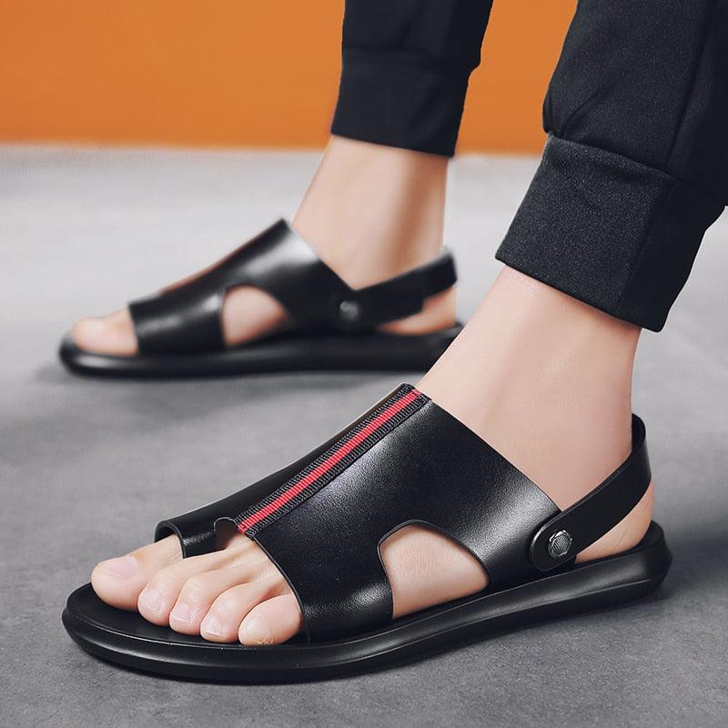 Summer casual breathable male leather sandals - Trendha