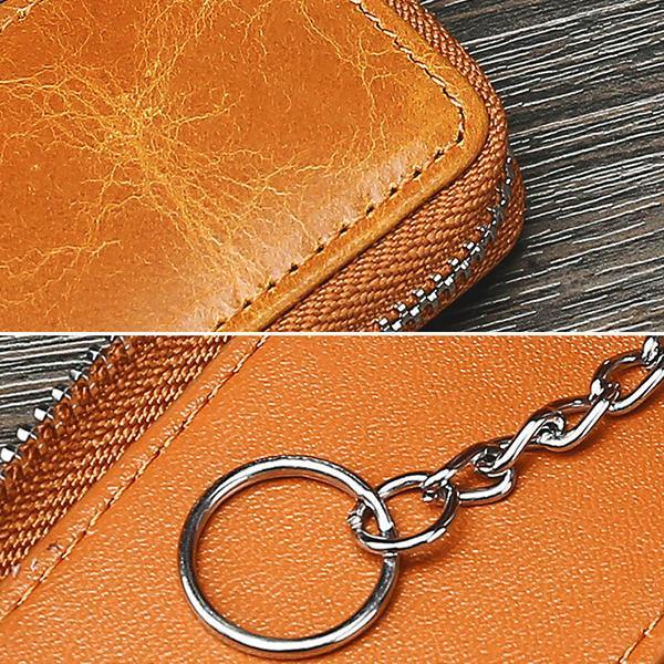 Men Genuine Leather Zipper Car Key Case Key Bag - Trendha