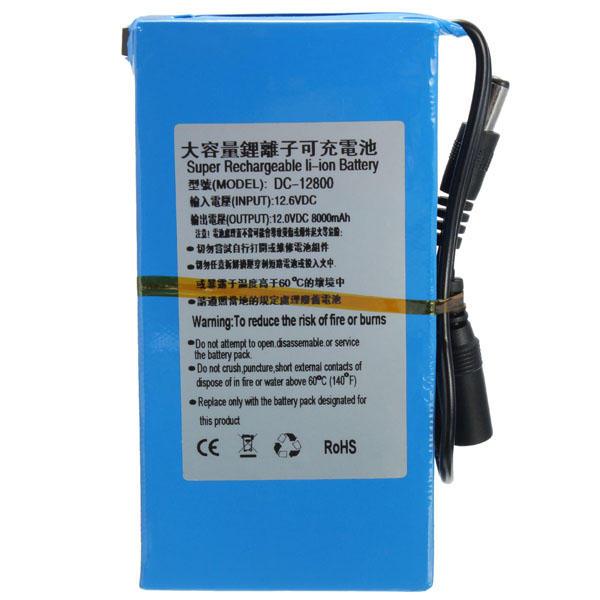 DC 12V 8000mAh Super Rechargeable Portable Lithium - ion Battery Pack - Trendha