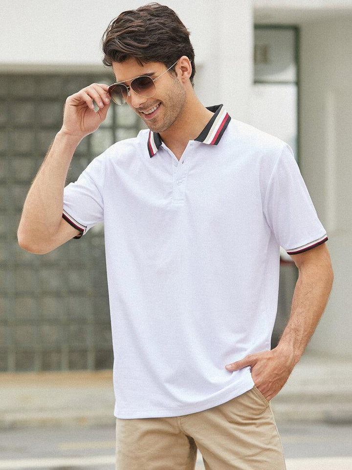 Mens Casual Solid Color Button Closure Business Golf Shirts - Trendha