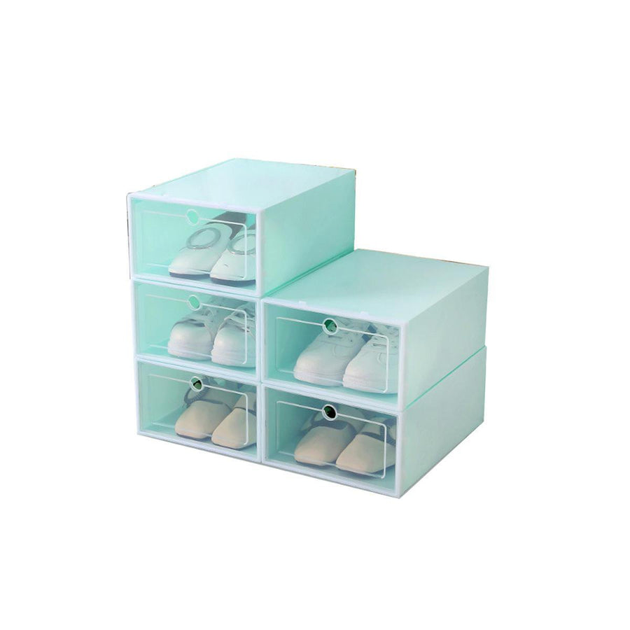 Foldable Clear Plastic Shoe Storage Boxes Display Organizer Stackable Tidy Save Space Single Box - Trendha